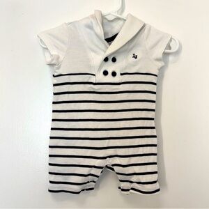 Janie and Jack Baby Striped Collar Romper Nautical Navy Stripe 0-3 Months